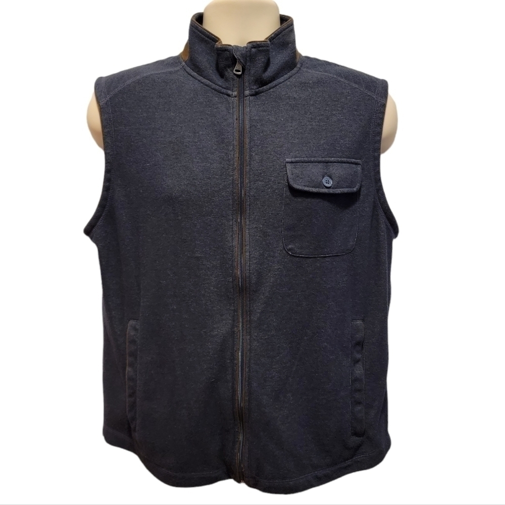 ALAN Flusser Men's Sweater Full-Zip Vest - Medium - Poly-Cotton Knit - Golf T19